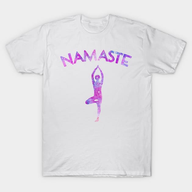 Namaste Yoga Watercolor Yogi Pose T-Shirt by charlescheshire